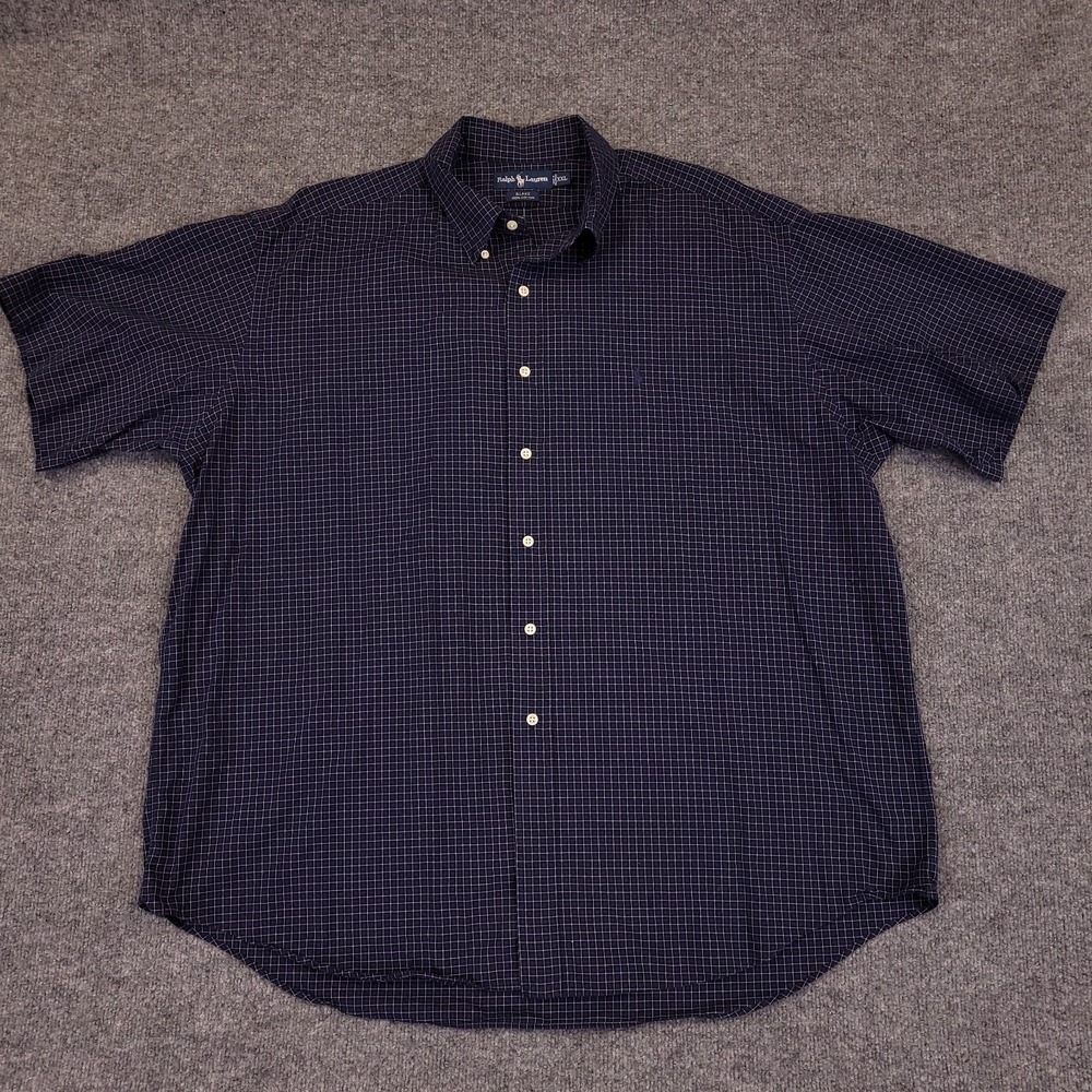 Ralph Lauren Blake Button Up Shirt Mens 2XL Windowpane Plaid Cotton Button Down